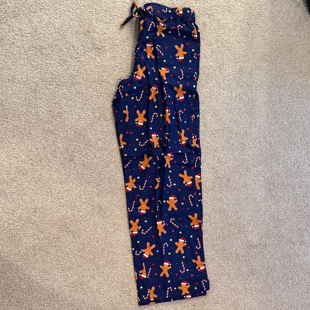 New York & Company Navy Gingerbread Print Joggers